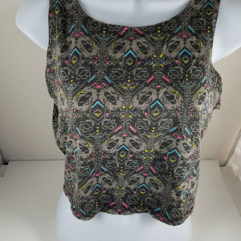 Womens Aviva Multi Color Artistic Tank Top Cotton Blend Large Stretch Spandex